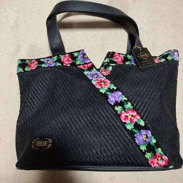 FEILER 블랙 토트백 꽃무늬