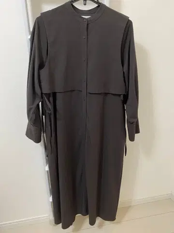 KBF 레이어드 드로스트 셔츠 원피스 차콜