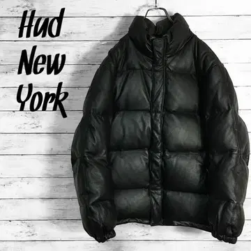 허드 뉴욕 가죽 다운 자켓 블랙 천연 가죽 M 사이즈