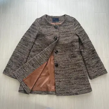 IENA 트위드 노카라 코트 38 사이즈