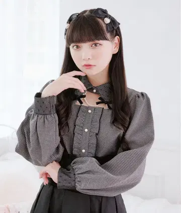 Pal elfy 상의 하운드투스 체크 블라우스