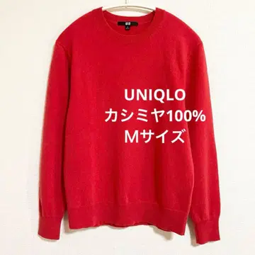 유니클로 캐시미어 100% 크루넥 스웨터 주홍색 레드 M