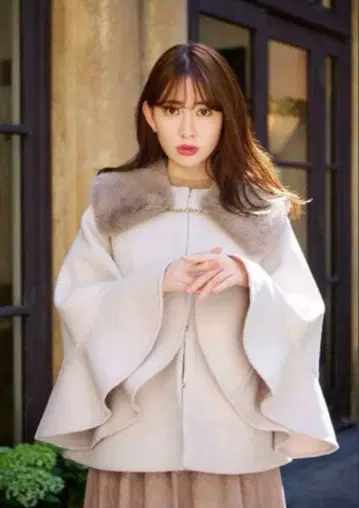 HLT Convertible Faux Fur Tippet Coat