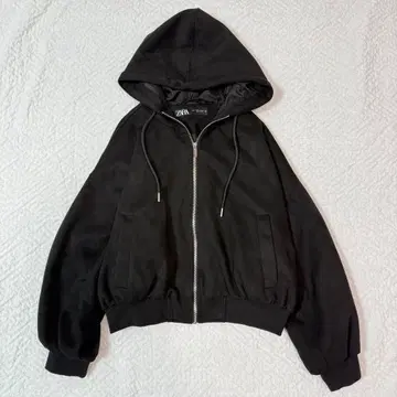 ZARA 자라 스웨이드 후디 집업 블랙 L 사이즈 다용도 타입