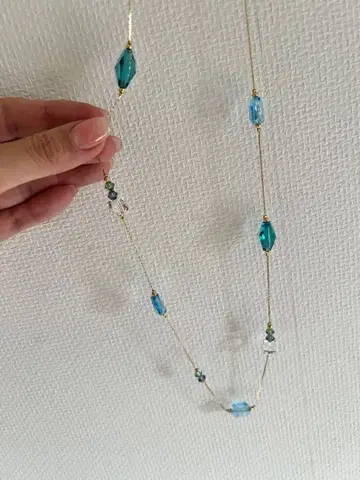 ANAYI 블루 계열 비즈 롱 목걸이
