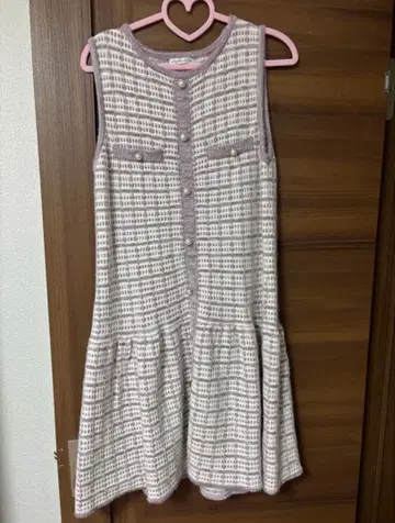 Willselection 트위드풍 스트라이프 슬리브리스 원피스