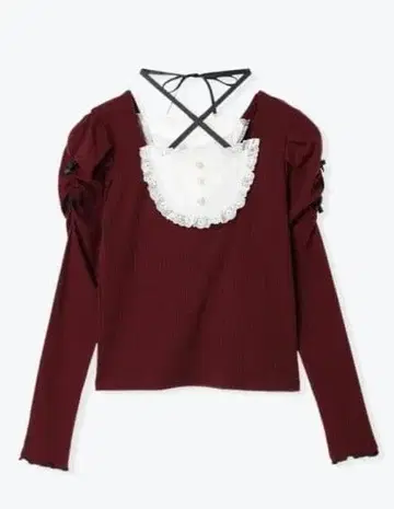 NOEMIE 노에미 백 레이스업 파워 숄더 티셔츠