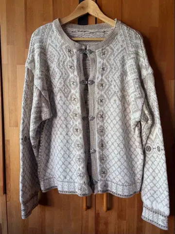 [ 빈티지 ] 노르딕 가디건 코튼 니트 베이지