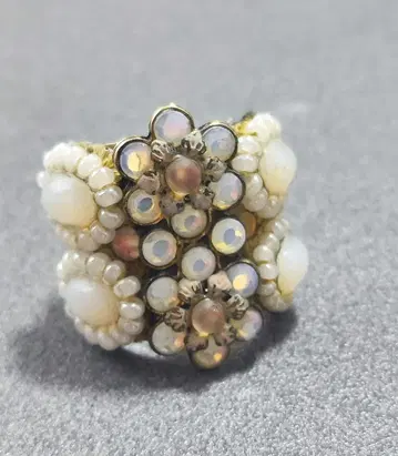 미하엘 네그린 반지 반지 플라워 꽃 펄 비쥬 빈티지