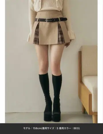 다리치 체크 도킹 미니 스커트