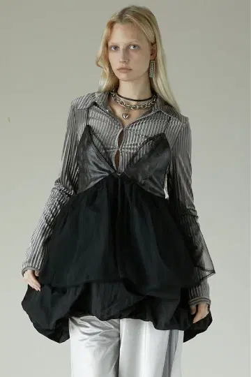 PRANKPROJECT 가죽 콤비 튜닉 캐주얼 드레스