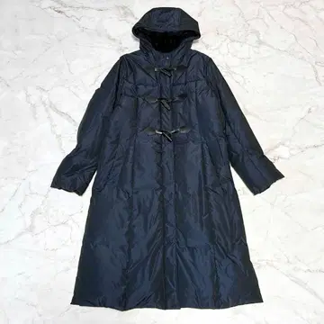 빅 사이즈 SCAPA 더플 스타일 다운 코트 롱 A라인 네이비