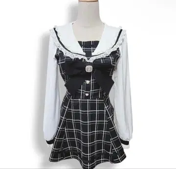 LIZLISA 세일러 카라 셋업 블랙 체크