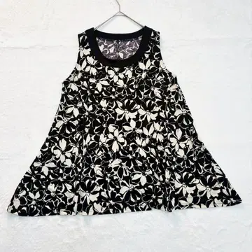 꽃무늬 튜닉 슬리브리스(LL) 올 패턴 루즈핏 체형 커버 빅사이즈