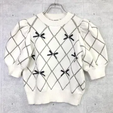 LILY BROWN 구제 의류 비쥬 큐빅 리본 니트탑