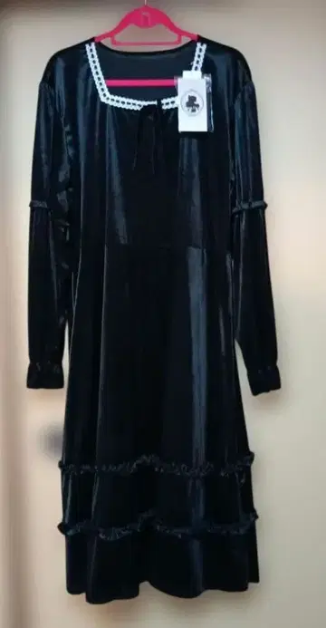 빅 사이즈 5L 시마무라 미나카타 유이 씨 클래시컬 프릴 벨로아 원피스