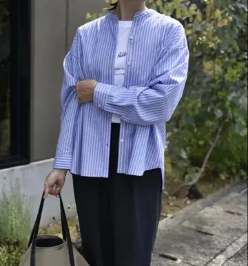 [ 새상품급 ] 아워홈 OURHOME 면100% 반슈오리 셔츠 색스 블루