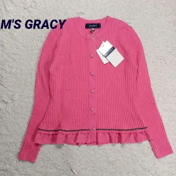 컨디션 최상 엠즈 그레이시 현행 펄 버튼 가디건 밑단 프릴 최근 40