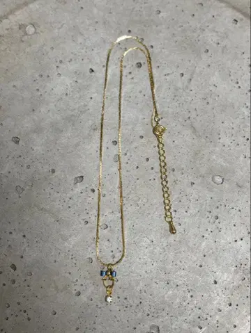 빈티지 귀여운 파란 리본 목걸이