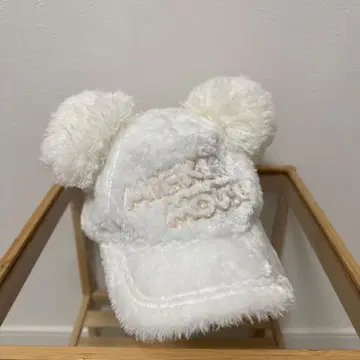 최종 디즈니 귀 달린 폼폼 캡 모자 화이트 팬캡 미키