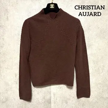 CHRISTIAN AUJARD 캐시미어 100% 니트 브라운 긴팔