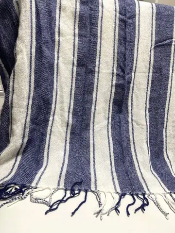 무인양품 캐시미어 100% 스톨 네이비 x 패턴 70 x 180