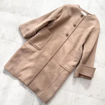 [ 새상품급 ] 스픽 앤 스팬 롱 코트 노카라 캐시미어