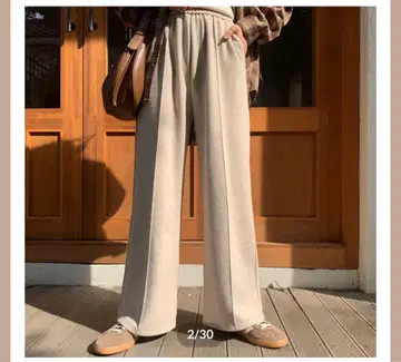 blate 베이지 와이드 팬츠 허리밴딩