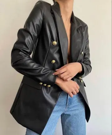 레어 ZARA 가죽 테일러드 자켓