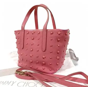 정품 지미추 핸드백 2way 숄더 스트랩 포함 핑크 스터드