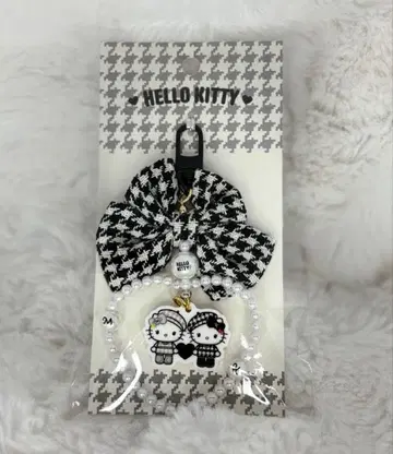 헬로키티 미미 키링 모노크롬 걸리시 쌍둥이 코디 하운드투스 체크 리본