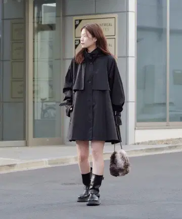 Kastane 백개더 트렌치코트 블랙