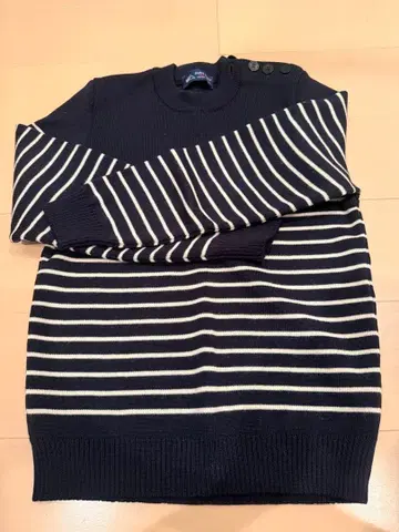 SAINT JAMES 네이비/화이트 스트라이프 스웨터