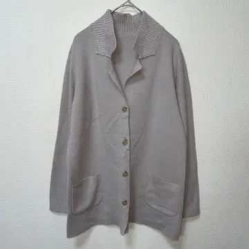 누오보쿠아란 니트 가디건 베이지 심플 모 100% M