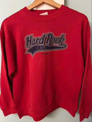 빈티지 90s 하드 록 카페 프린트 맨투맨