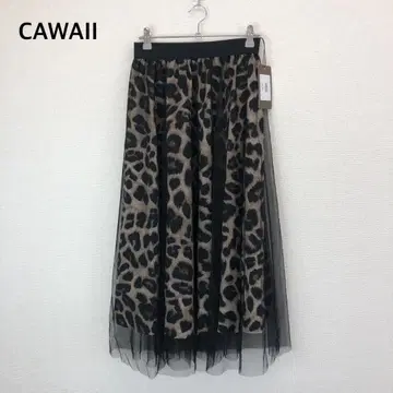 택 포함 새상품 CAWAII 레오파드 무늬 롱 스커트 레오파드