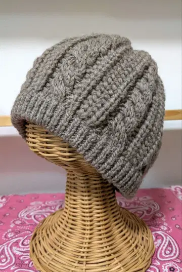 zukin 즈킨 모 100% 브라운 베이지 무늬 편직 일본제