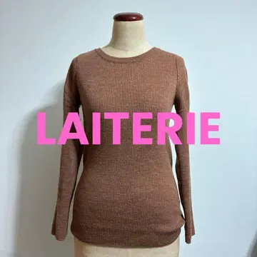 LAITERIE 브라운 리브 긴팔 스웨터