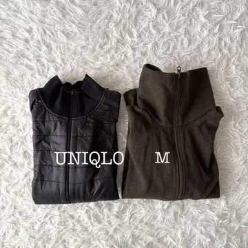 유니클로 아우터 2세트 M 충전솜 블루종 플리스 블랙 그린 여성용