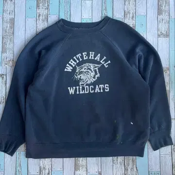 60s vintage 맨투맨 플로키 프린트 퍼플네이비 타이거 헤드