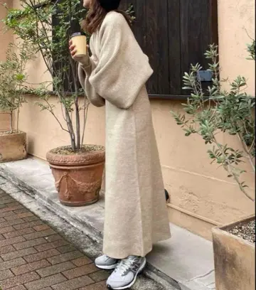 언그리드 볼레로 포함 리브 니트 원피스 프리 사이즈