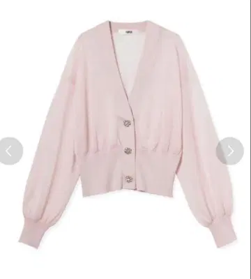 FURFUR 비쥬 버튼 시어 가디건 핑크