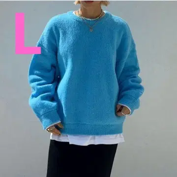 시마무라 anna 컬러 빅 니트 풀오버 블루 L