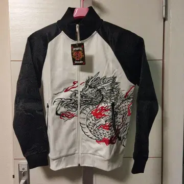 미사용 새상품 니시키 드래곤 자수 스카 재킷 화이트/블랙