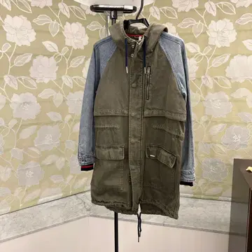 올리브 그린 데님 모즈 코트