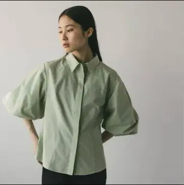 스타일 믹서기 벌룬 슬리브 셔츠 민트