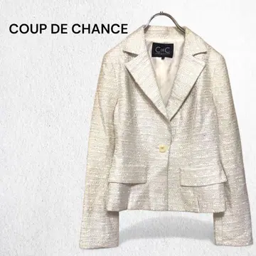 쿠 드 샹스 자켓 겉옷 수트 노카라 트위드풍 세레모니 M