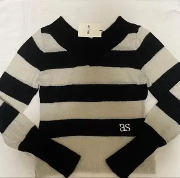 아존 포니 스트라이프 니트 상의 아존 ason 한국 화이트 블랙