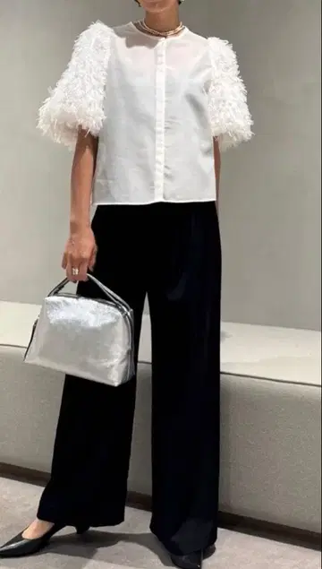 UNITED ARROWS 튤 셔링 블라우스