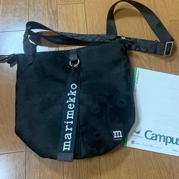 marimekko 블랙 플라워 패턴 숄더백 올 패턴 나일론